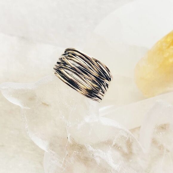 925 Sterling Silver Irregular Vintage Stackable Ring Adjustable 6-11 - Picture 3 of 9